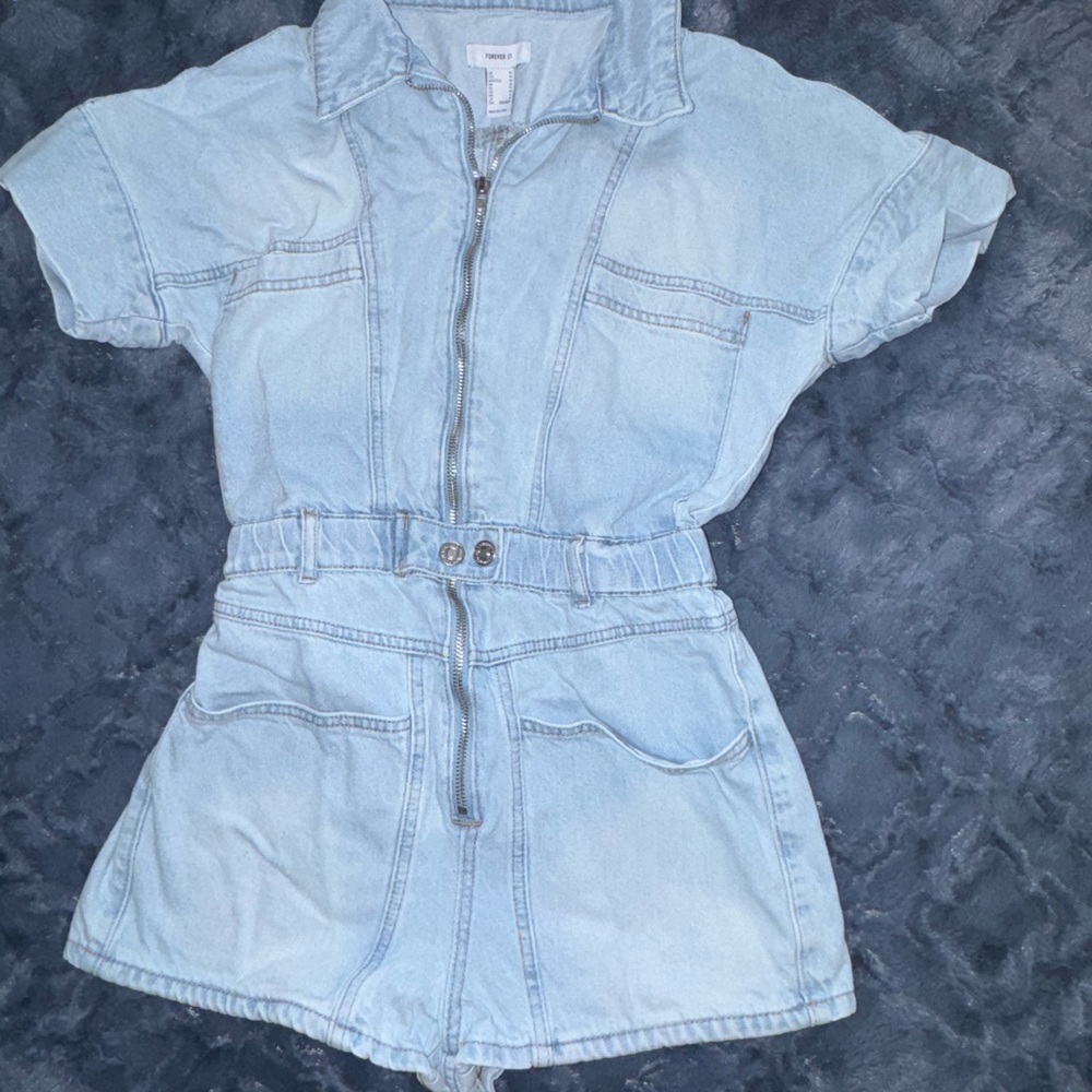 Forever 21 Light Blue Denim Romper
